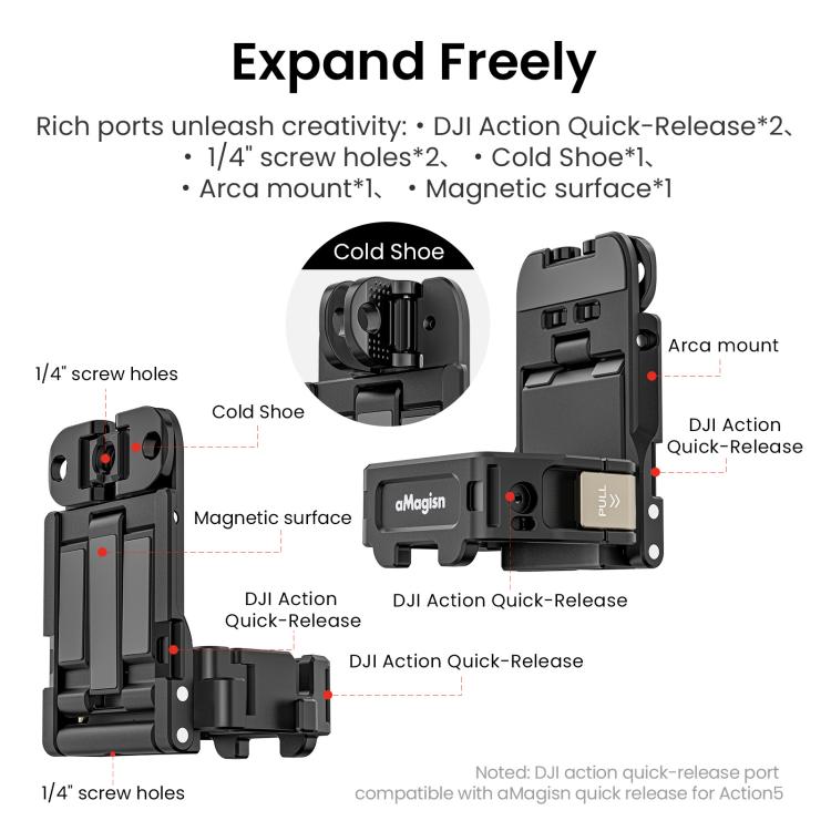 For DJI Pocket 3 aMagisn Mantis Extension Frame Magnetic Mount for Hands-Free Vlogging(Pink) - Mount & Holder by aMagisn | Online Shopping UK | buy2fix