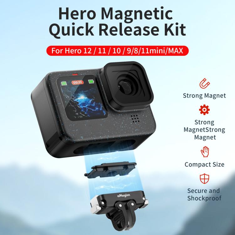 aMagisn Magnetic Quick Release Adapter for GoPro HERO13/12/11/10/9/8/11 Mini/MAX 2-in-1 Kit - Connection Mount by aMagisn | Online Shopping UK | buy2fix
