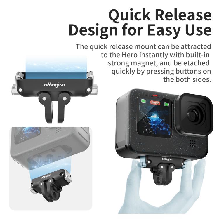 aMagisn Magnetic Quick Release Adapter for GoPro HERO13/12/11/10/9/8/11 Mini/MAX 2-in-1 Kit - Connection Mount by aMagisn | Online Shopping UK | buy2fix