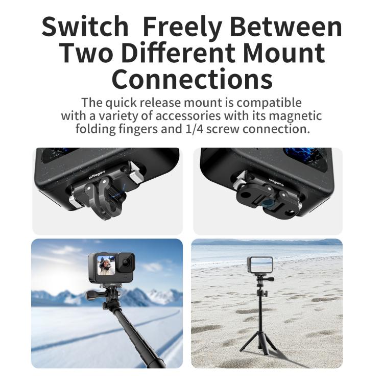 aMagisn Magnetic Quick Release Adapter for GoPro HERO13/12/11/10/9/8/11 Mini/MAX Separate Base Unit - Connection Mount by aMagisn | Online Shopping UK | buy2fix