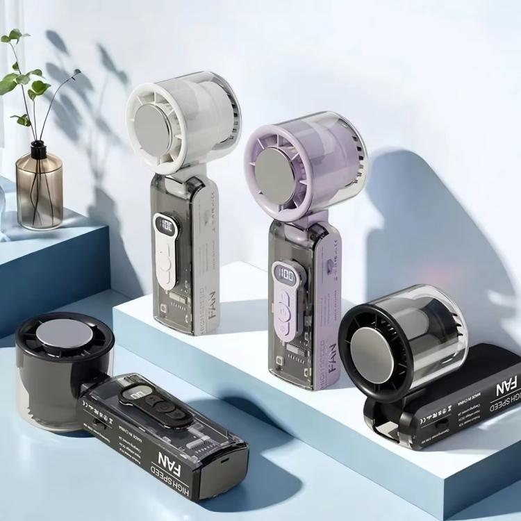 High Speed Folding Cooling Fan Powerful Semiconductor Handheld Turbine Fan(Transparent Purple) - Electric Fans by buy2fix | Online Shopping UK | buy2fix