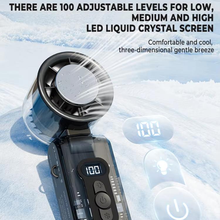 High Speed Folding Cooling Fan Powerful Semiconductor Handheld Turbine Fan(Transparent Purple) - Electric Fans by buy2fix | Online Shopping UK | buy2fix