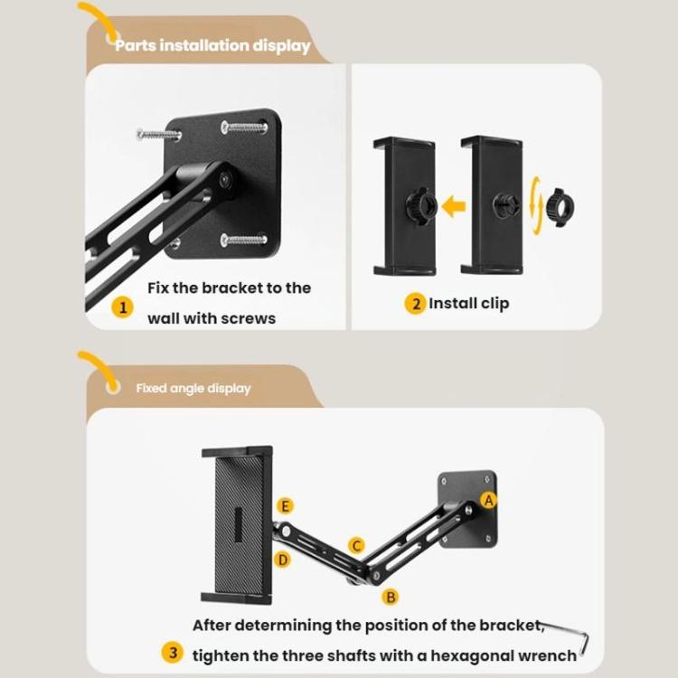 4-12.9 Inch Aluminum Alloy Rotating Cantilever Wall Mount For Phones And Tablets, Style: Long Version - Shower & Wall Mounts by buy2fix | Online Shopping UK | buy2fix