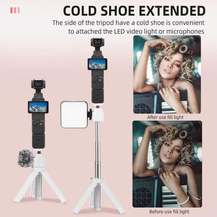 Flymile 15.8-30.8cm Tripod Selfie Stick for Action Cameras With 360-degree Adjustable Ball Head & Cold Shoe(White) - Extendable Pole by Flymile | Online Shopping UK | buy2fix