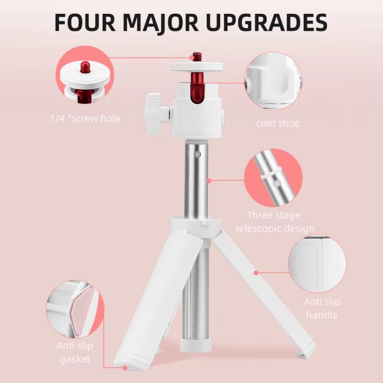 Flymile 15.8-30.8cm Tripod Selfie Stick for Action Cameras With 360-degree Adjustable Ball Head & Cold Shoe(White) - Extendable Pole by Flymile | Online Shopping UK | buy2fix