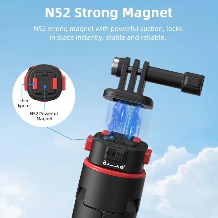 Flymile 1.63m Magnetic Quick-Release Tripod Selfie Stick for Action Cameras for Vlogging, Outdoor Sports(Black) - Portable Mini Tripod by Flymile | Online Shopping UK | buy2fix