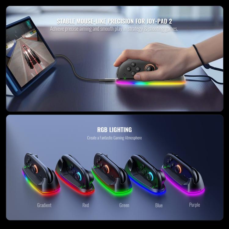 For Nintendo Switch 2 JYS Controller Mouse Magnetic Dock With Ambient Lighting(Black) - Gamepads by JYS | Online Shopping UK | buy2fix