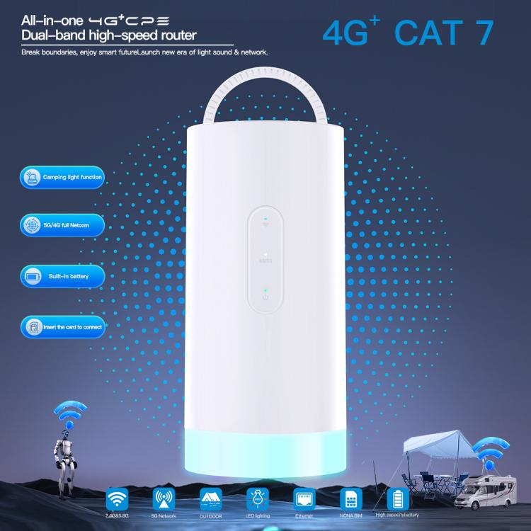 CAF902 4G CPE CAT7 SIM Card Router Colorful Camping Light Outdoor LTE Portable WiFi Hotspot, EU P(White) - 4G Mobile Wifi by buy2fix | Online Shopping UK | buy2fix