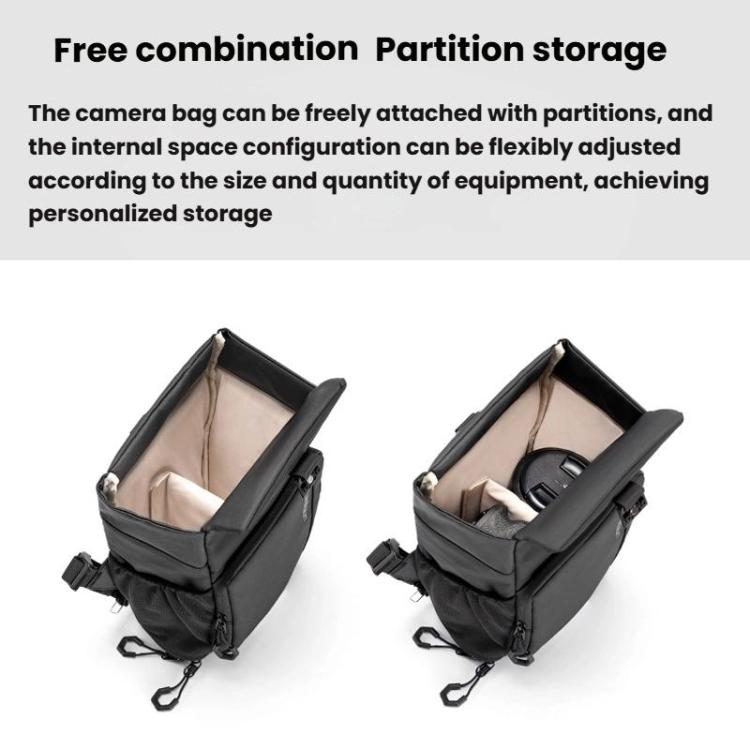 Cwatcun D198 Small Expandable Single Shoulder Camera Bag Waterproof Multi-Function Camera Bag(Black) - Strap Satchel by Cwatcun | Online Shopping UK | buy2fix