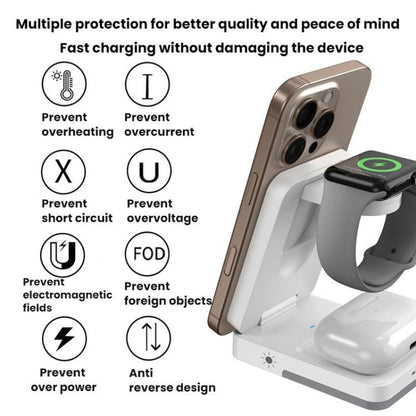 G12 Magnetic 3 In 1 Vertical Wireless Charger For Apple IPhones / AirPods / Apple Watches(White) - Wireless Charger by buy2fix | Online Shopping UK | buy2fix