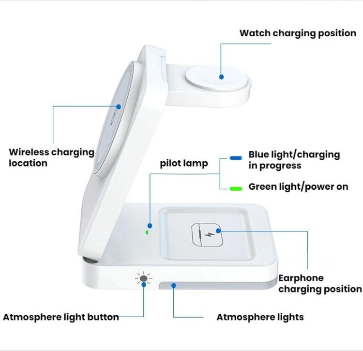 G12 Magnetic 3 In 1 Vertical Wireless Charger For Apple IPhones / AirPods / Apple Watches(White) - Wireless Charger by buy2fix | Online Shopping UK | buy2fix