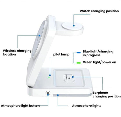 G12 Magnetic 3 In 1 Vertical Wireless Charger For Apple IPhones / AirPods / Apple Watches(White) - Wireless Charger by buy2fix | Online Shopping UK | buy2fix