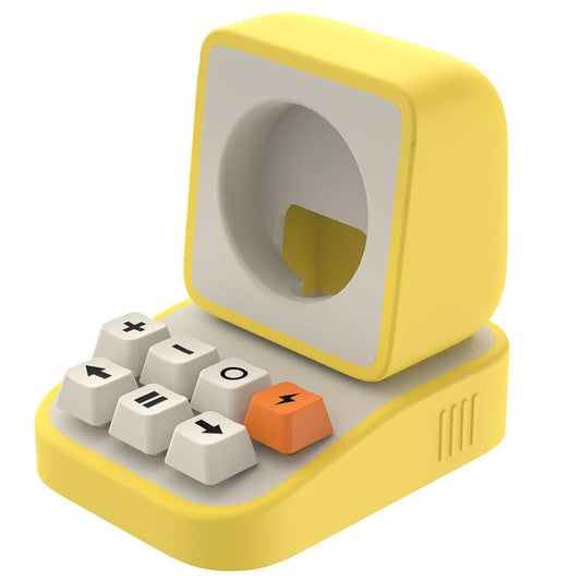 For Apple Watch Typewriter Style Stand Wireless Charging Silicone Base(Yellow) - Charger / Holder by buy2fix | Online Shopping UK | buy2fix