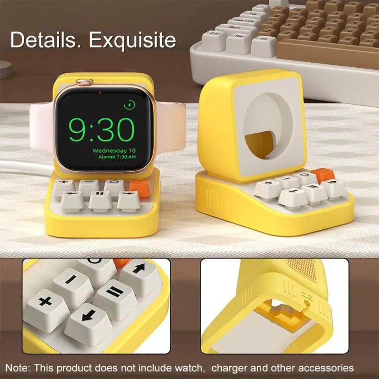 For Apple Watch Typewriter Style Stand Wireless Charging Silicone Base(Yellow) - Charger / Holder by buy2fix | Online Shopping UK | buy2fix