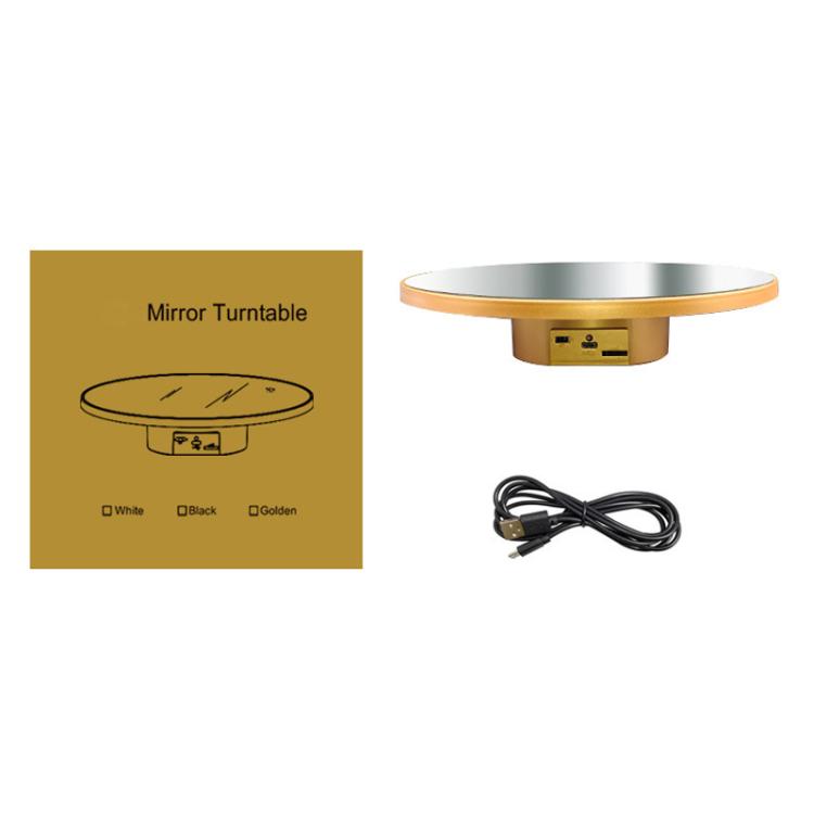 Multi-purpose Mirror Electric Rotating Disc Battery / USB Powered Photography Live Display Stand, Size: 25cm White -  by buy2fix | Online Shopping UK | buy2fix
