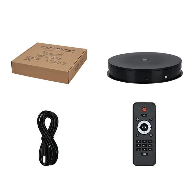 Remote Control Light Rotating Tray Still Life Display Adjustable Speed Brightness Jewelry Stand, Spec: 30cm White Base White Light Rechargeable -  by buy2fix | Online Shopping UK | buy2fix