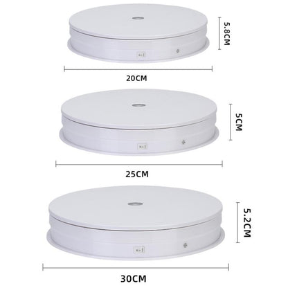 Remote Control Light Rotating Tray Still Life Display Adjustable Speed Brightness Jewelry Stand, Spec: 20cm White Base White Light Rechargeable -  by buy2fix | Online Shopping UK | buy2fix
