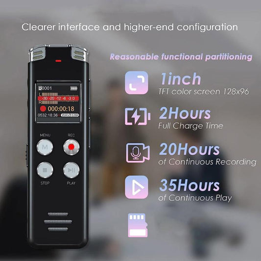 Portable HD Noise-Cancelling Voice-Activated Digital Voice Recorder For Conferences, Capacity: 128GB - Recording Pen by buy2fix | Online Shopping UK | buy2fix