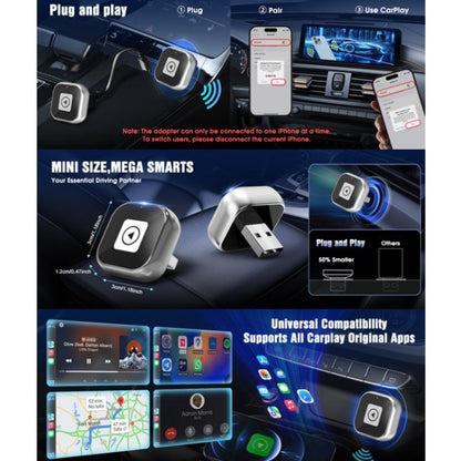 Wired To wireless CarPlay Adapter For Car Connectivity(Square) - Bluetooth Adapters by buy2fix | Online Shopping UK | buy2fix