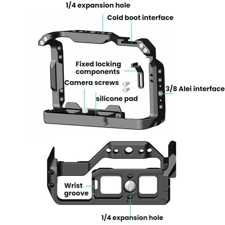 For Sony ZV-E10 II 2nd Generation Camera Cage DSLR Photography Live Streaming Protective Frame Stabilizer Kit(Black) - Camera Cage by buy2fix | Online Shopping UK | buy2fix