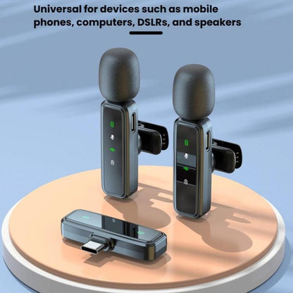 J81 1 To 2 Type-C Interface 9pcs /Set Wireless Collar Clip Microphone Smart Noise Reduction Mini Microphone - Microphone by buy2fix | Online Shopping UK | buy2fix