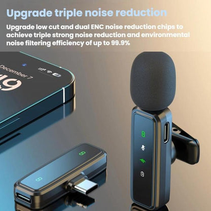 J81 1 To 2 Type-C Interface 9pcs /Set Wireless Collar Clip Microphone Smart Noise Reduction Mini Microphone - Microphone by buy2fix | Online Shopping UK | buy2fix