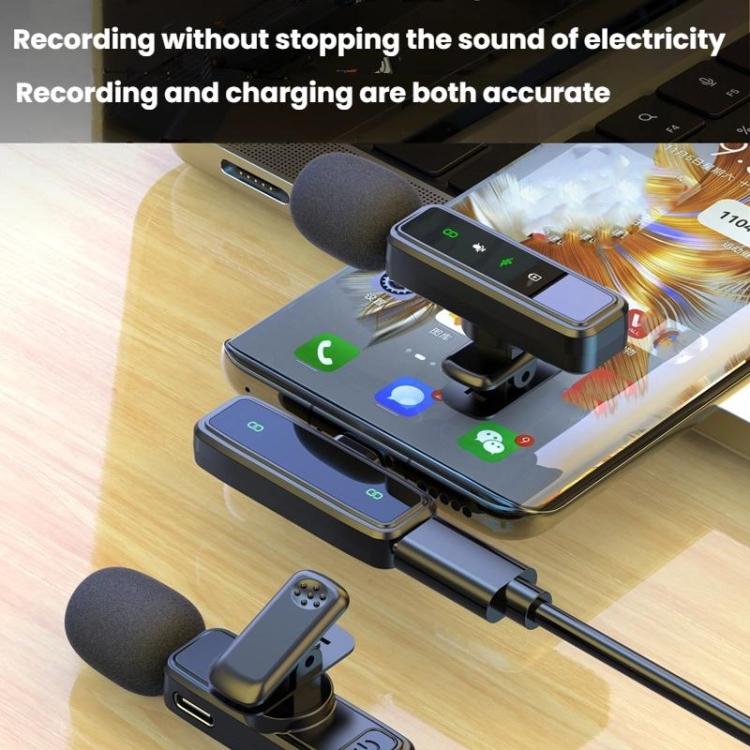J81 1 To 2 Type-C Interface 9pcs /Set Wireless Collar Clip Microphone Smart Noise Reduction Mini Microphone - Microphone by buy2fix | Online Shopping UK | buy2fix