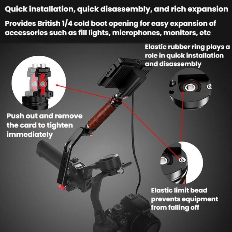 Gimbal Wooden Handle Chute Snail Gimbal Side Handle Grip,For DJI RS 4 Mini / 4 PRO / 3 / 3 Mini / 3 PRO / 2, Spec: With Chute - Other by buy2fix | Online Shopping UK | buy2fix