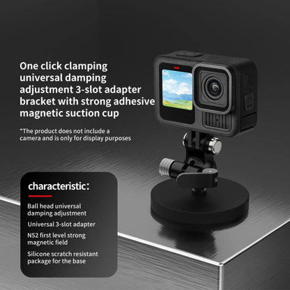 One Click Clamping 3 Card D66mm Magnetic Mount Snail Gimbal Adjustment Bracket - Tripod Heads by buy2fix | Online Shopping UK | buy2fix