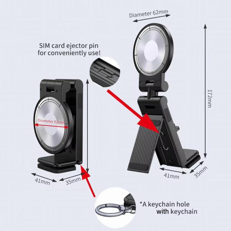 Travel Airplane Magnetic Mobile Phone Holder Adjustable Rotating Desktop Folding Holder(White) - Desktop Holder by buy2fix | Online Shopping UK | buy2fix