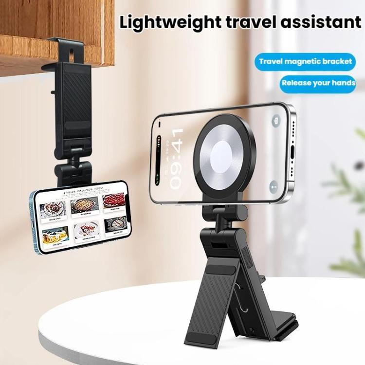 Travel Airplane Magnetic Mobile Phone Holder Adjustable Rotating Desktop Folding Holder(White) - Desktop Holder by buy2fix | Online Shopping UK | buy2fix