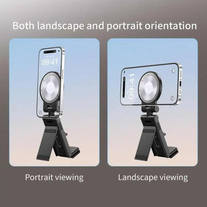 Travel Airplane Magnetic Mobile Phone Holder Adjustable Rotating Desktop Folding Holder(Black) - Desktop Holder by buy2fix | Online Shopping UK | buy2fix