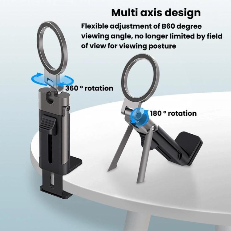 Mechanical Dog Shape Magnetic Travel Mobile Phone Holder Portable Desktop 360 Degree Rotating Lazy Holder(Black) - Desktop Holder by buy2fix | Online Shopping UK | buy2fix