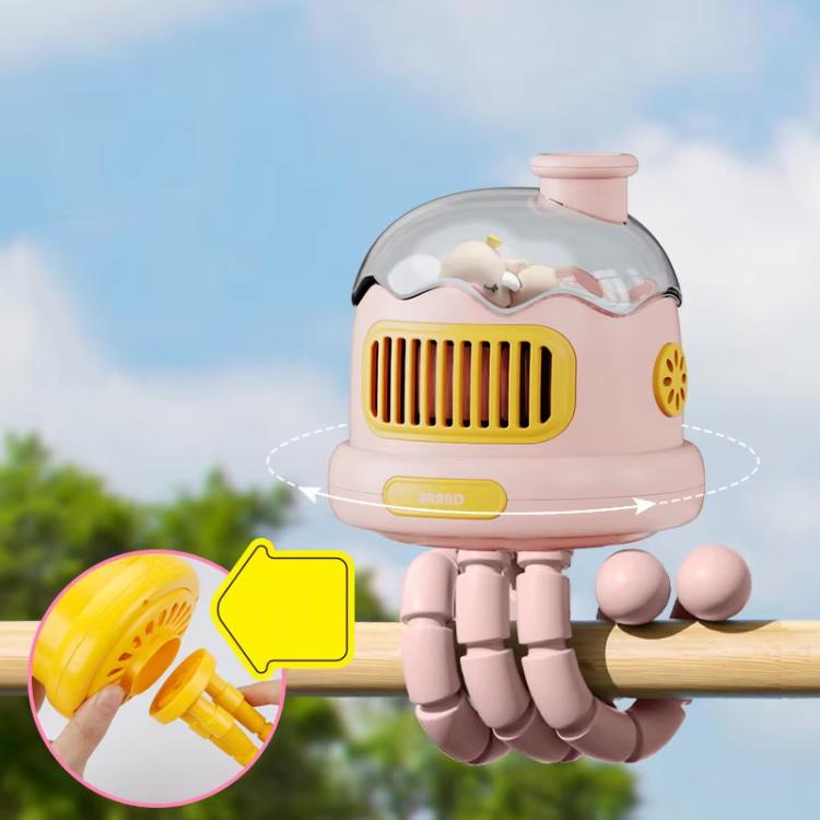 Octopus Clip-On Handheld Silent Bladeless Fan For Strollers, Color: Oscillating Pink - Electric Fans by buy2fix | Online Shopping UK | buy2fix