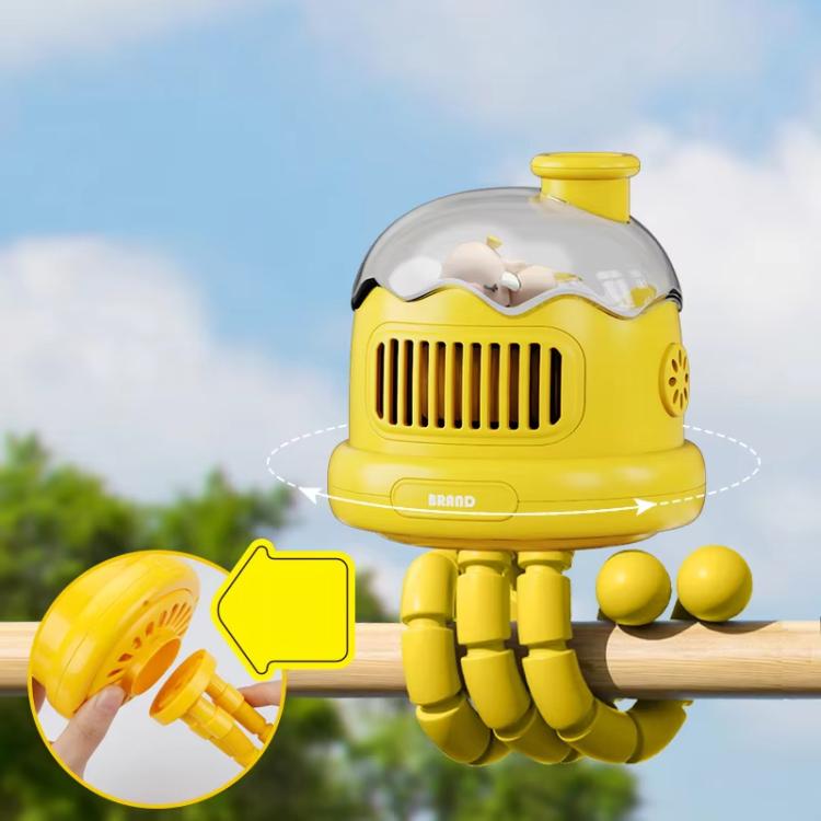 Octopus Clip-On Handheld Silent Bladeless Fan For Strollers, Color: Oscillating Yellow - Electric Fans by buy2fix | Online Shopping UK | buy2fix