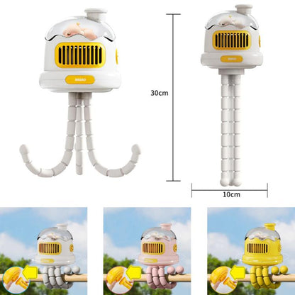 Octopus Clip-On Handheld Silent Bladeless Fan For Strollers, Color: Oscillating White - Electric Fans by buy2fix | Online Shopping UK | buy2fix