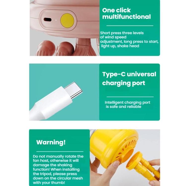 Octopus Clip-On Handheld Silent Bladeless Fan For Strollers, Color: Oscillating Yellow - Electric Fans by buy2fix | Online Shopping UK | buy2fix
