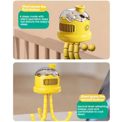 Octopus Clip-On Handheld Silent Bladeless Fan For Strollers, Color: Oscillating Yellow - Electric Fans by buy2fix | Online Shopping UK | buy2fix