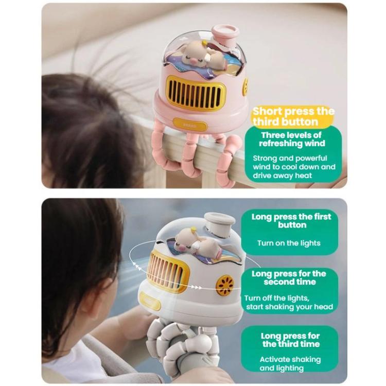 Octopus Clip-On Handheld Silent Bladeless Fan For Strollers, Color: Non-oscillating Yellow - Electric Fans by buy2fix | Online Shopping UK | buy2fix