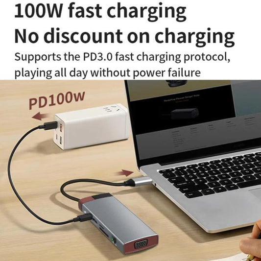 BS12A Metal Type-C Docking Station USB HUB Computer Multi Functional Expansion Dock - USB HUB by buy2fix | Online Shopping UK | buy2fix