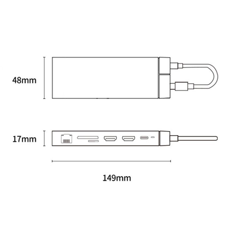 BS12A Metal Type-C Docking Station USB HUB Computer Multi Functional Expansion Dock - USB HUB by buy2fix | Online Shopping UK | buy2fix