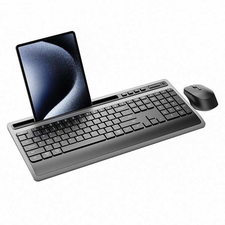 Wireless Keyboard and Mouse Combo for Business Office with Tablet Slot & Wrist Rest(Black) - Wireless Keyboard by buy2fix | Online Shopping UK | buy2fix