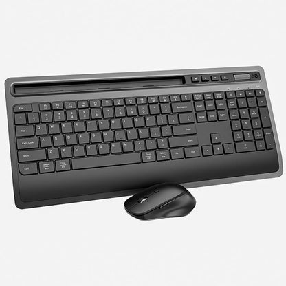Wireless Keyboard and Mouse Combo for Business Office with Tablet Slot & Wrist Rest(Black) - Wireless Keyboard by buy2fix | Online Shopping UK | buy2fix