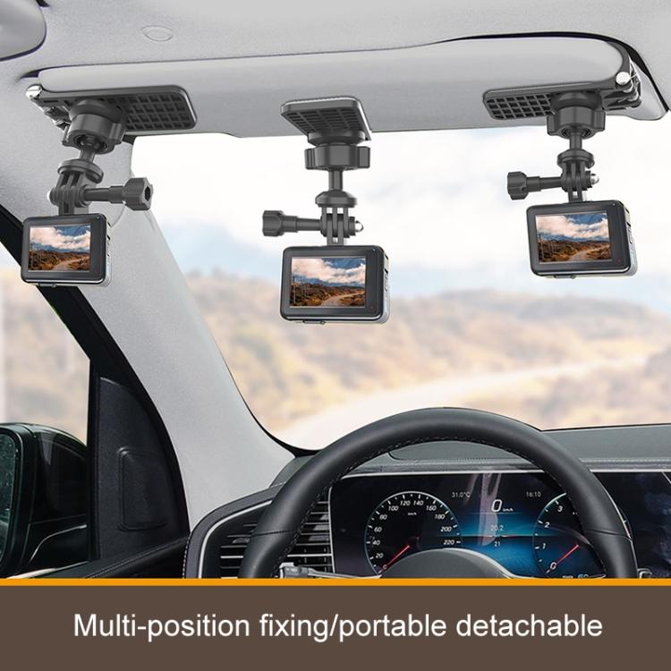 Car Sun Visor Bracket Panoramic Sports Camera Phone Vehicle Mount Base(With Phone Clip) - Universal Car Holders by buy2fix | Online Shopping UK | buy2fix
