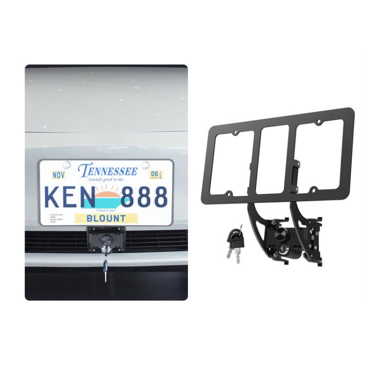 For Tesla Model 3/Y American Standard Anti-Theft Vertical License Plate Frame With Lock(Silver Lock Cylinder) - License Plate Covers & Frames by buy2fix | Online Shopping UK | buy2fix