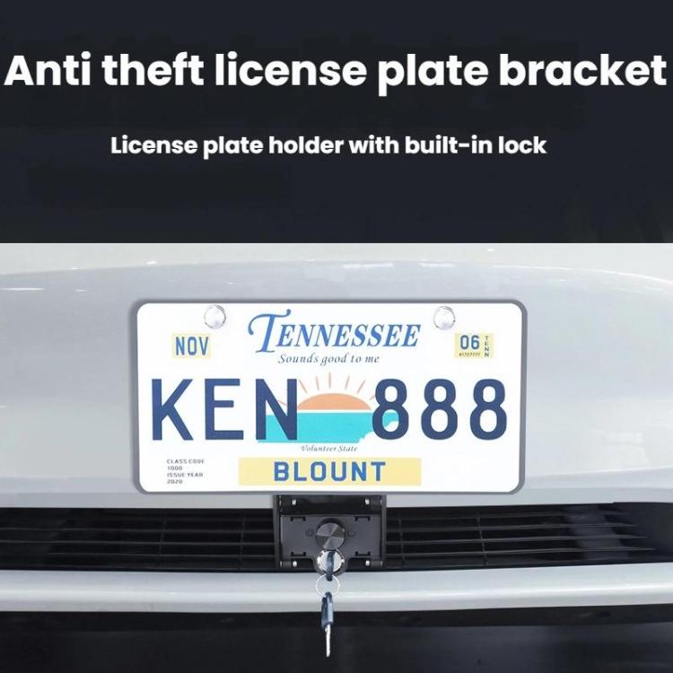 For Tesla Model 3/Y American Standard Anti-Theft Vertical License Plate Frame With Lock(Silver Lock Cylinder) - License Plate Covers & Frames by buy2fix | Online Shopping UK | buy2fix