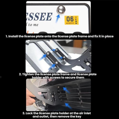 For Tesla Model 3/Y American Standard Anti-Theft Vertical License Plate Frame With Lock(Silver Lock Cylinder) - License Plate Covers & Frames by buy2fix | Online Shopping UK | buy2fix