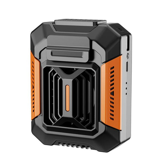 F66 Rechargeable Waist-Mounted Clip Fan With 3-Speed Settings & LED Flashlight Hands-Free Cooling For Construction, Outdoor Work, Hiking(Orange)