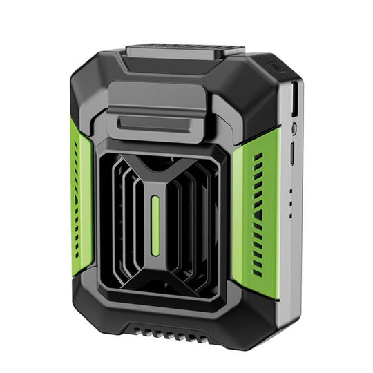 F66 Rechargeable Waist-Mounted Clip Fan With 3-Speed Settings & LED Flashlight Hands-Free Cooling For Construction, Outdoor Work, Hiking(Green)