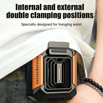 F66 Rechargeable Waist-Mounted Clip Fan With 3-Speed Settings & LED Flashlight Hands-Free Cooling For Construction, Outdoor Work, Hiking(Green) - Electric Fans by buy2fix | Online Shopping UK | buy2fix